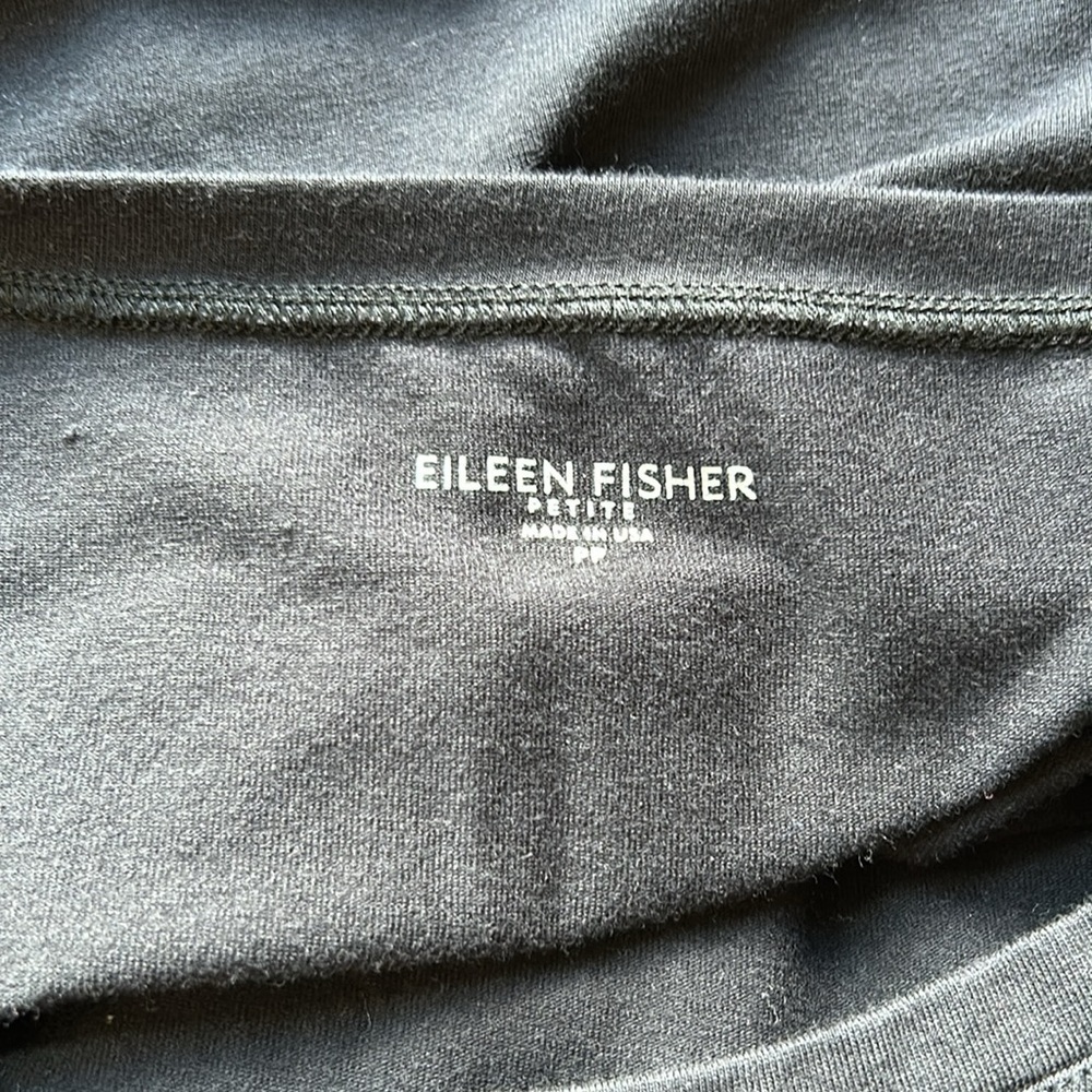 Eileen Fisher Tshirt Dress Black Organic Cotton Half Sleeve Stretch Sz PP - Picture 5 of 8